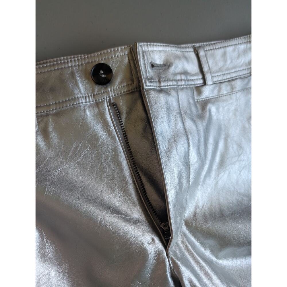 NWT Maeve The Ettie HR Crop Faux-leather Wide-Leg Pants Sz 24P Silver #7D532 - Picture 7 of 10